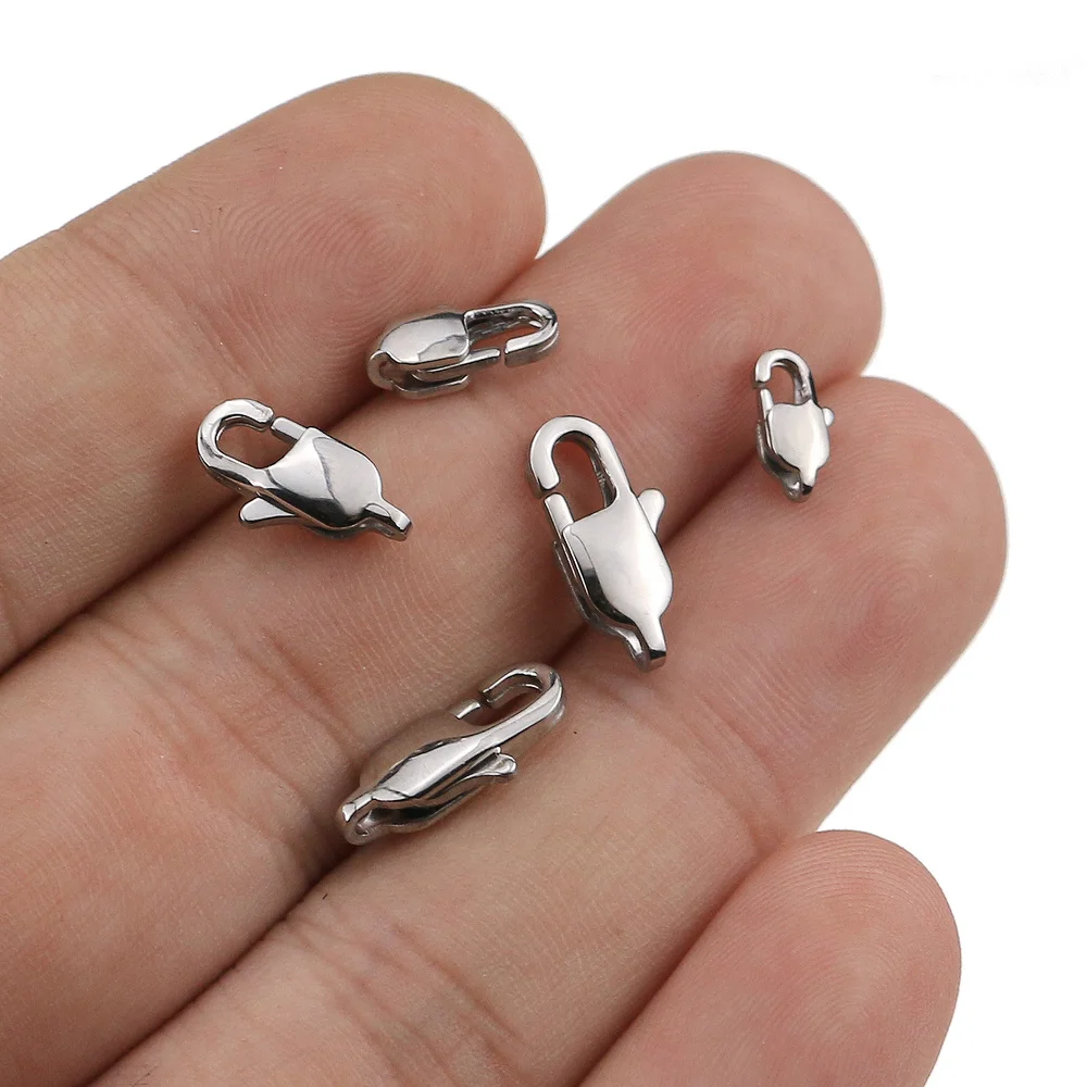 10pcs High Quality Polishing Stainless Steel Lobster Clasps Hooks End Clasps Connectors for Necklace Bracelet Jewelry Findings