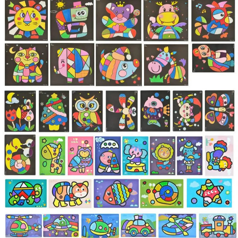 2024 Upgrade Sand Painting Suit 24 Color Sand Diy Cartoon Painting Toy Kids Arts And Crafts Toys Child Gift Montessori Education