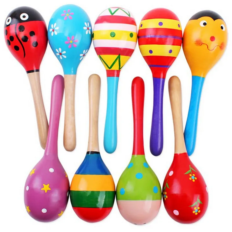 1Pc 12X4Cm Baby & Peuters Hout Zand Hamer Houten Maraca Rammelaars Zand Hamer Kids Musical Party favor Kind Shaker Baby Speelgoed