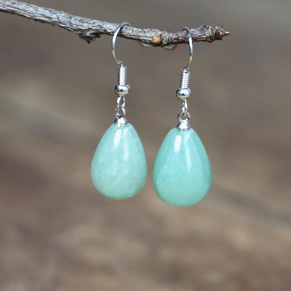 Natural Stone Earrings for Women Green Aventurine Water Drop Earring Elegant Dangle Earrings Fashion Jewelry Gifts