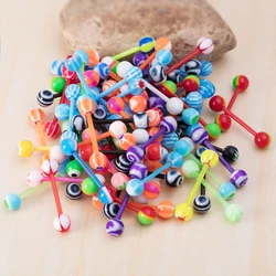 Wholesale Mix Color Acrylic Ball Tongue Rings Nipple Ring Retainer 14G Flexible Tongue Piercing Bar Bioflex Nipple Barbell 16mm