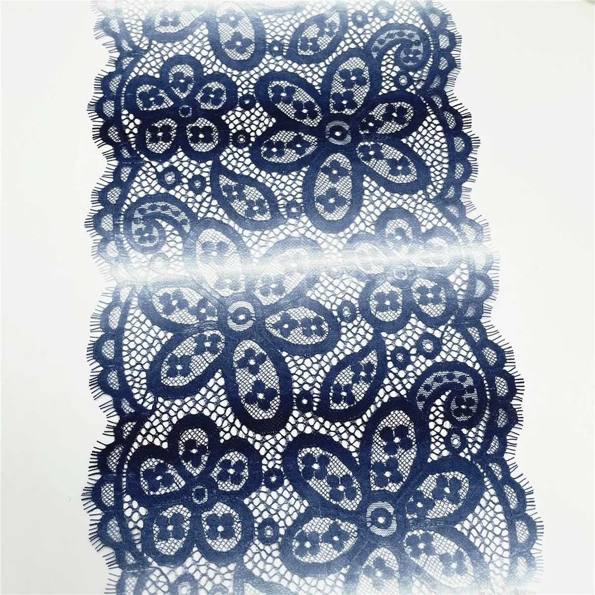 3y/Lot Width 8 1/2 inch (22cm) Dark Blue And White Eyelash Lace Trim Lingerie Sewing Craft DIY Apparel Fabric Underware Bikini