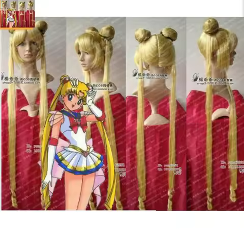 Sailor Moon Tsukino Usagi Cos Wig New Long Mix Blonde Cosplay Anime Wigs