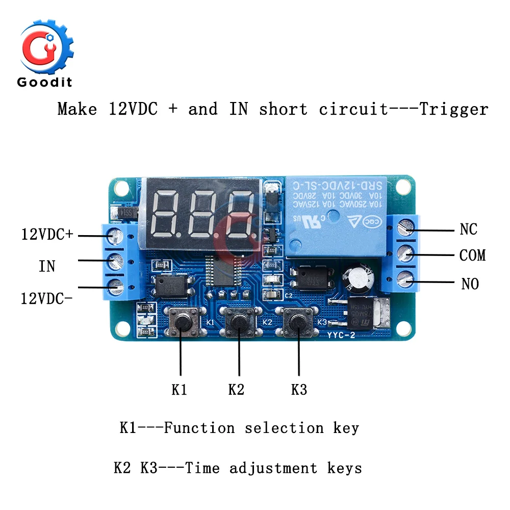 DC 12V Support Micro USB 5V LED Display Automation Cycle Delay Timer Control Off Switch Delay Time Relay with Case DDC-331