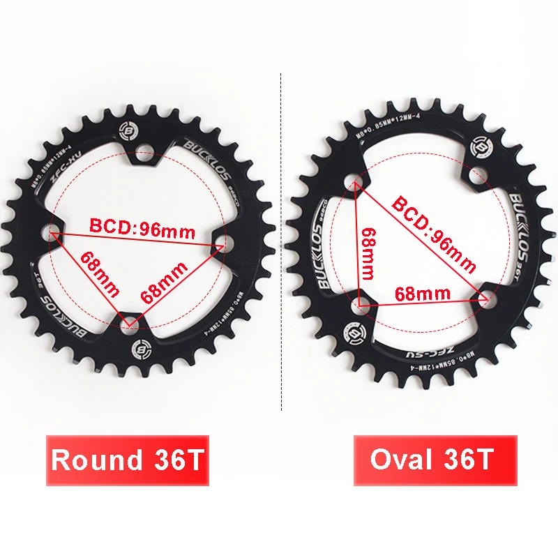 BUCKLOS Chainring Round 96bcd Oval chainwheel symmetric Narrow wide for Shimano crank 32/34/36/38T Bike parts