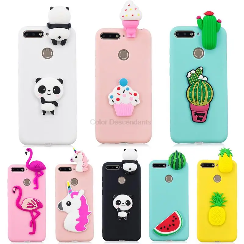 3D Panda Unicorn Cactus Silicone Cover on For Huawei Honor 8A 8X 8C 8S 9i 10i 7A 7C Pro Honor 7S 8 9 10 Lite P Smart 2019 Case