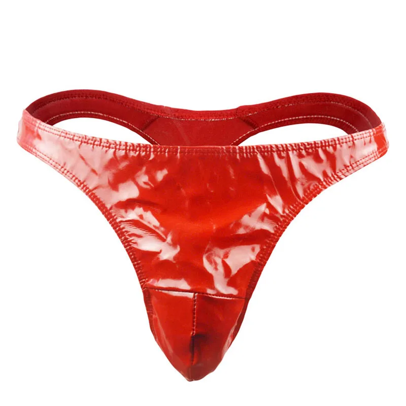 Sexy Mens Underwear Red Black Faux Leather Briefs Panties ZJH0980T