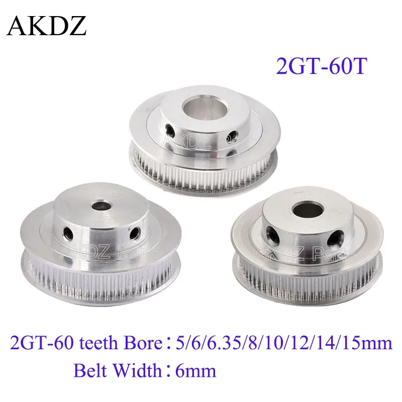 60 teeth GT2 Timing Pulley Bore 5mm 6.35mm 8mm 10mm 12mm 14mm for belt width 6mm used in linear 2GT pulley 60Teeth 60T