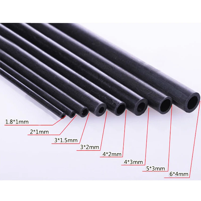 10PCS Carbon Fiber Tube 2mm 3mm 4mm 5mm 6mm 7mm 8mm 10mm Hollow Rod for Aircraft Fixed Shaft Aileron Pull Ring Tip Landing Gear