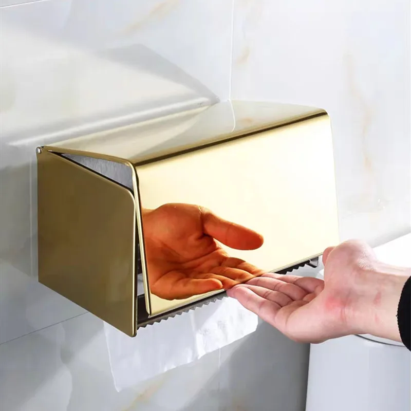 

Wall Mounted Golden Tissue Box Storage Napkin Holder Kitchen Tissue Box Tissue Paper Case Organizer Ornament Craft Tissue Holder