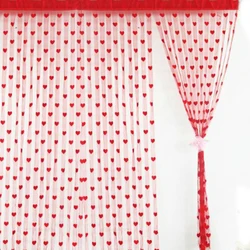 100 x200cm Voile Vorhang Weiß Rot Herz String Vorhänge Reine Farbe Schlafzimmer Fenster Tür Divider Sheer Drapieren Hochzeit Dekoration