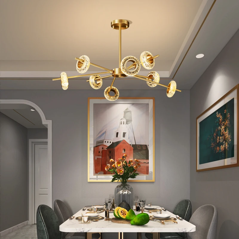 LED Postmodern Round Copper Donuts Chandelier Lighting Lustre Suspension Luminaire Lampen For Dinning Room