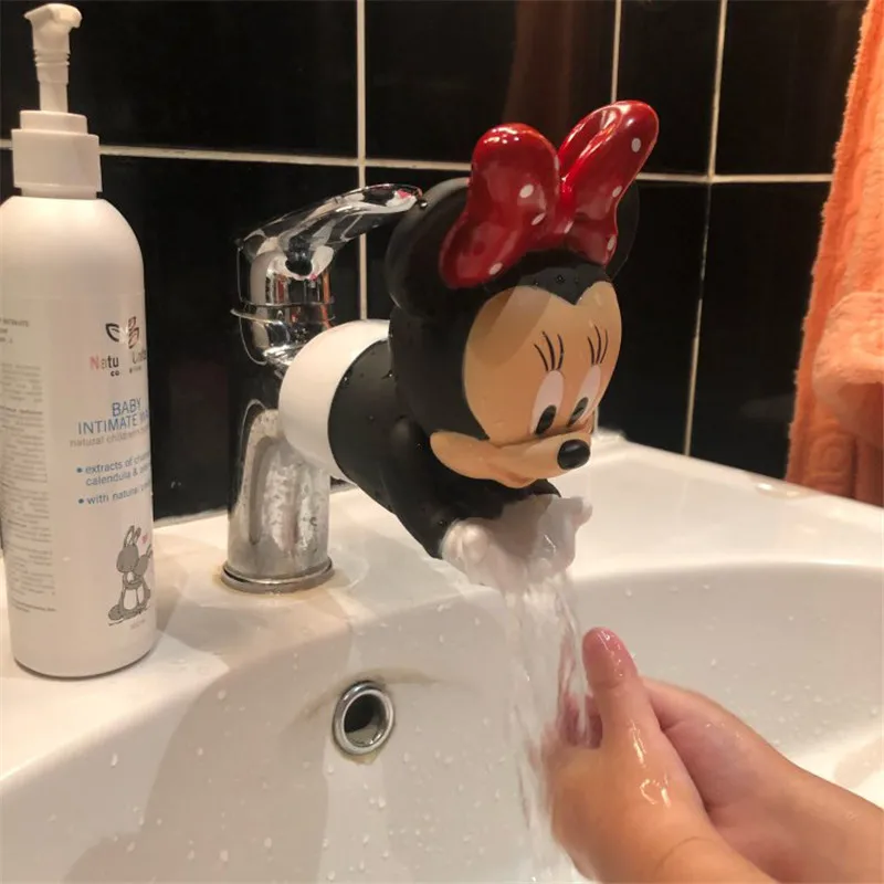 Miniso Minnie Mickey Stitch water tap Faucet Extender Saving silicone Faucet Extension Tool Help kid Washing hand Animal figure