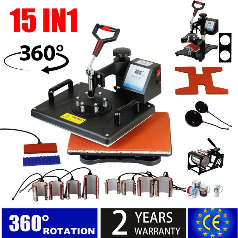 15 w 1 Combo Muntifunctional Sublimation Heat Press Machine T shirt Printer termotransferowy do kubka / czapki / piłki nożnej / butelki / długopisu