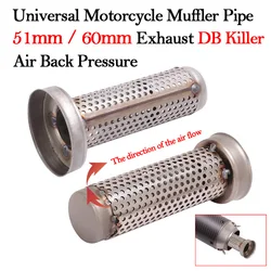 Universal Motorcycle Exhaust Silencer, Back Pressure Silencer, DB Killer, ruído catalítico Sound, eliminar Escape, 51mm, 60,5mm