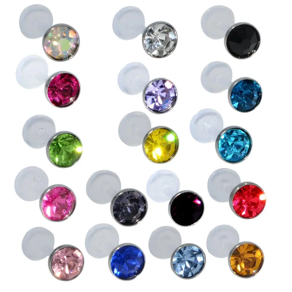 1pc CZ Gem Crystal Labret Stud Press Fit Flexible PTFE Labret Ear Tragus Cartilage Helix Earring Fashion Body Piercing Jewelry