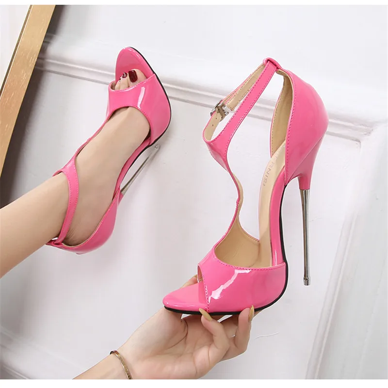 16cm Extreme High Heels Sandals Sexy Pumps Metal Heel Peep Toe Slip On Fetish SM Cosplay Drag Queen Cross Dresser Unisex Shoes