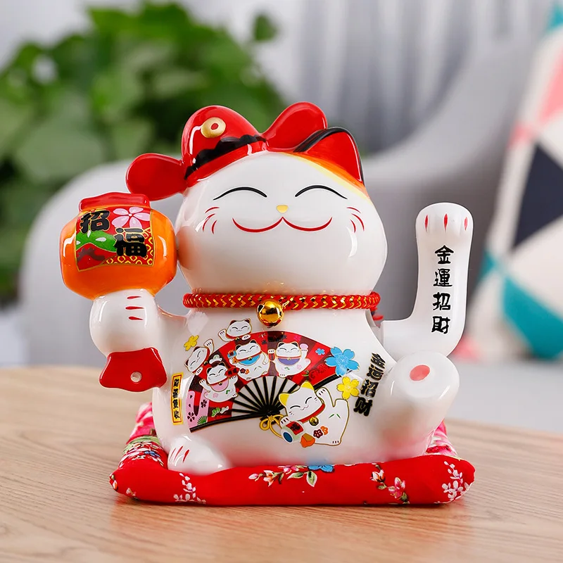 

Chinese Electric Hand Feng Shui Cat Small Ornaments Ceramics Rich Cat Office Home Store Opening Creative Gifts