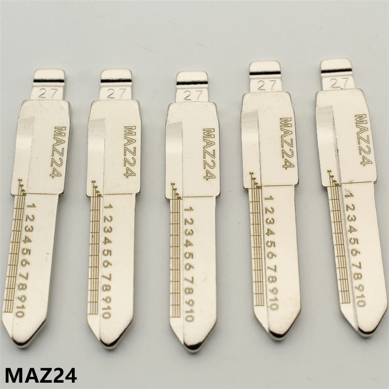 XIEAILI OEM 30Pcs NO.27 MAZ24 Engraved Line Key Blade Scale Shearing Teeth Uncut Key Blade For Mazda  K425