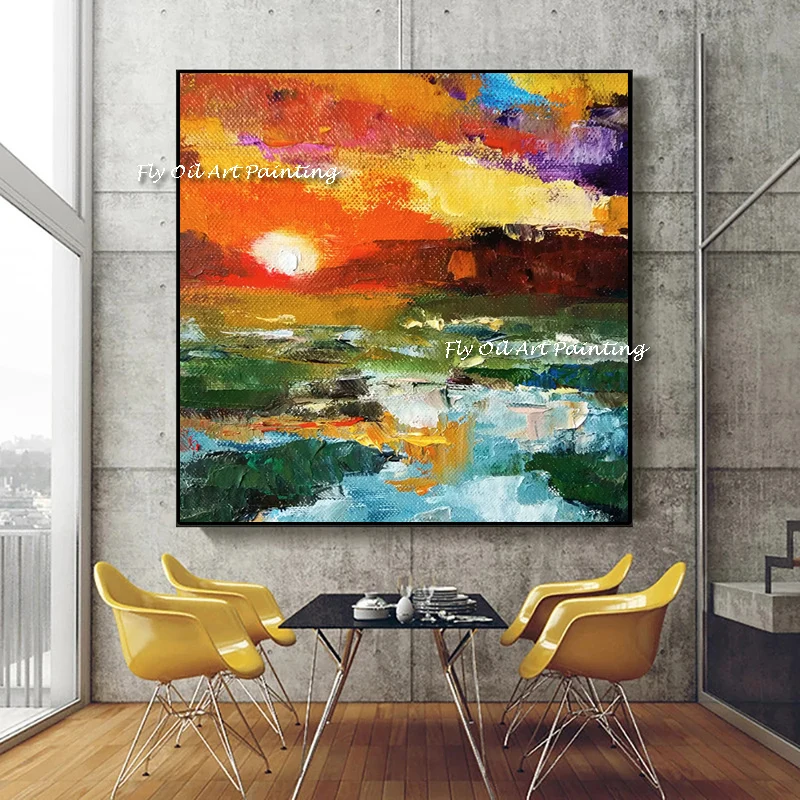 

The Top Sales Handmade Sunrise Modern Oil Painting Abstract Corridor Landscape Porch Wall Art Adult Home Decor Color Sky View