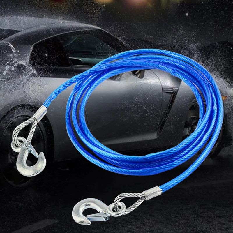 Traction Rope 4 meter Car Tow Rope Heavy Duty Self Tow Strap Bumper Trailer Rope Outdoor Emergency Hauling Rope With Eagle Hook