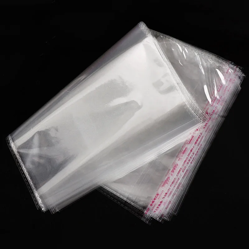 200/100 Pcs OPP Self Adhesive Seal Plastic Bags Transparent Clear Resealable Cellophane Poly Storage Packaging Dustproof