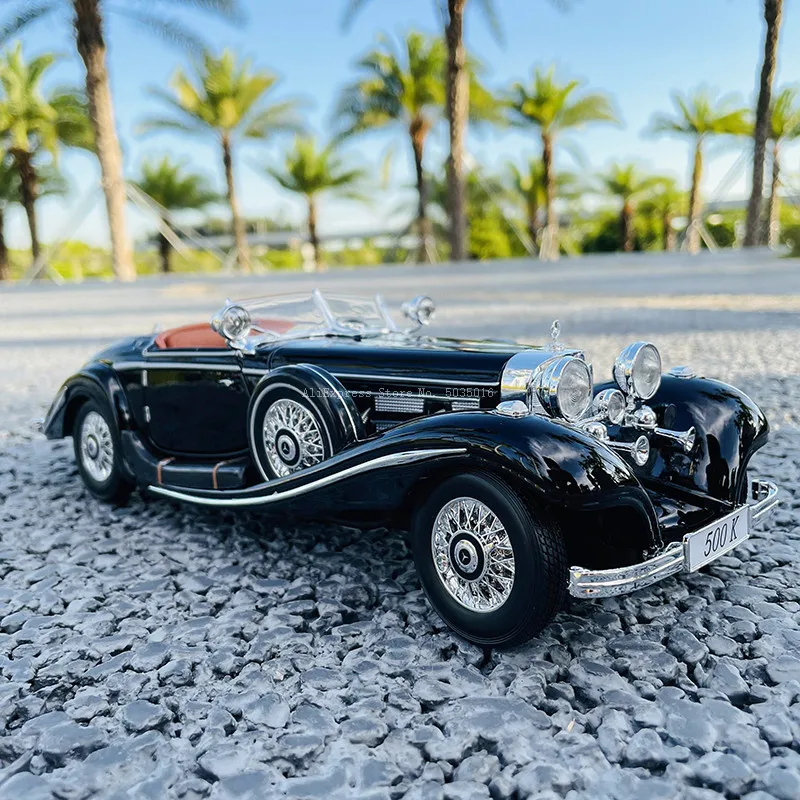 Классический автомобиль Maisto 1:18 Mercedes 500K 1936 из сплава, Ретро модель автомобиля, Классическая модель автомобиля, коллекция украшений,