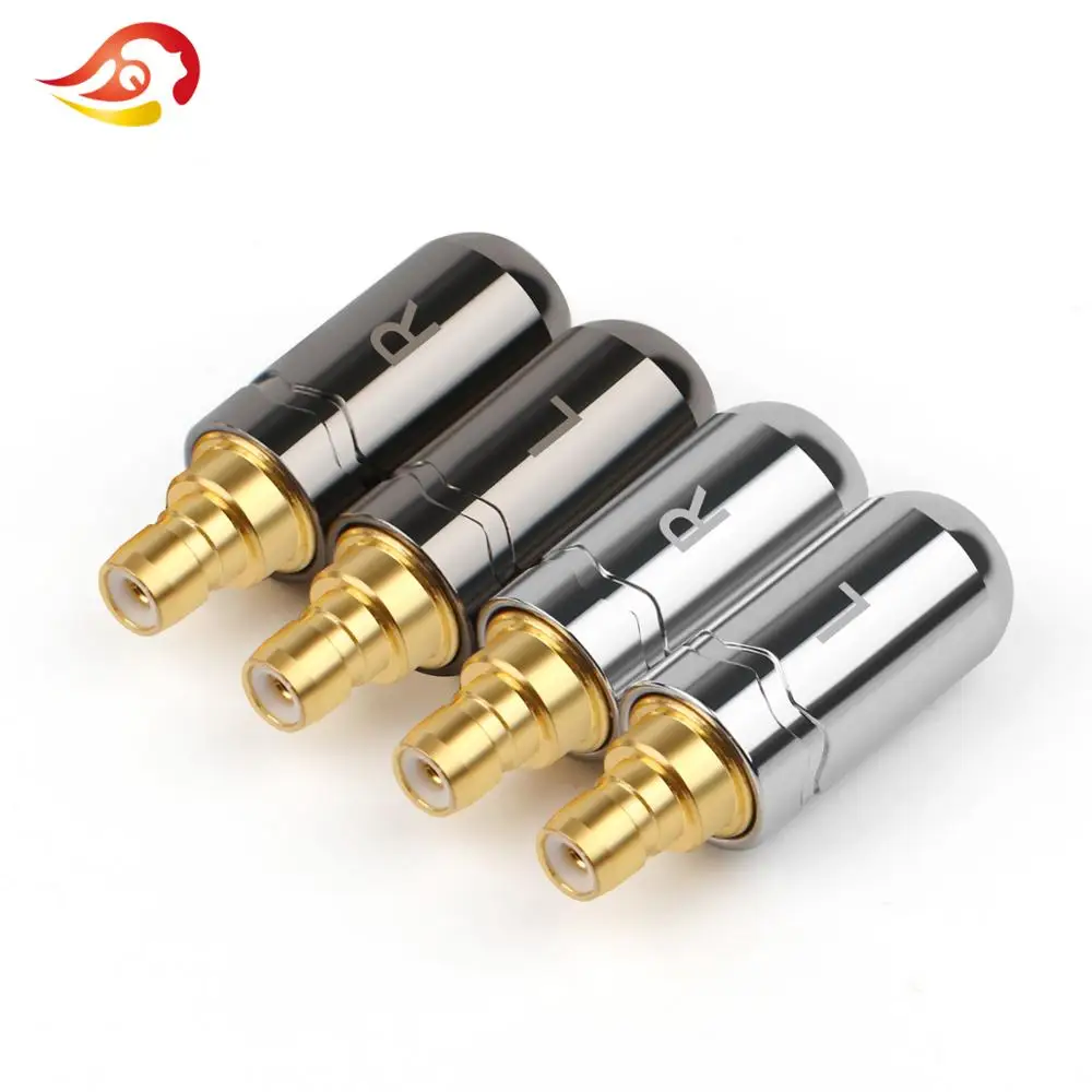 QYFANG Aluminum Alloy Plug Audio Jack Gold Plated Earphone MMCX Pin Wire Connector Adapter For ie500 IE400PRO 1690TI Headphone