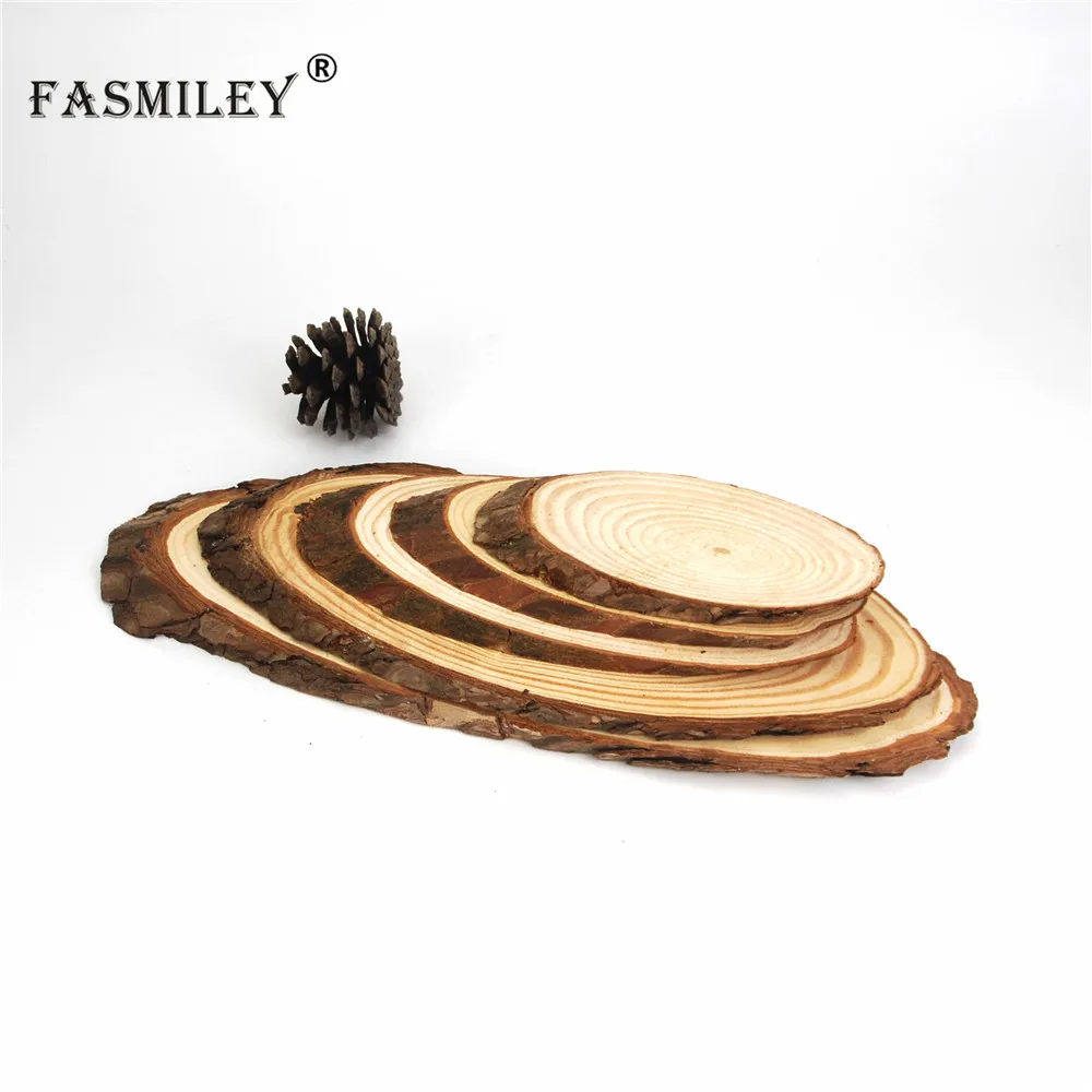 Small Natural Oval Wood Slices Circles Tree Bark Log Discs DIY Crafts Wedding Party Painting Decoration 10-30cm 1pcs wd05