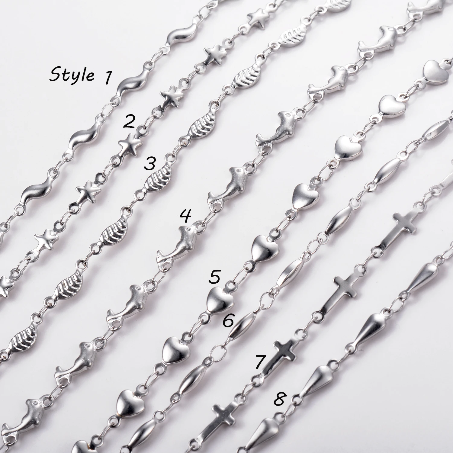 1 Stück Länge 18cm-100cm Edelstahl Lange Handgefertigte Kettenhalsketten für Frauen Silberfarbene Herz-Halskette Damenschmuck – Detail 3