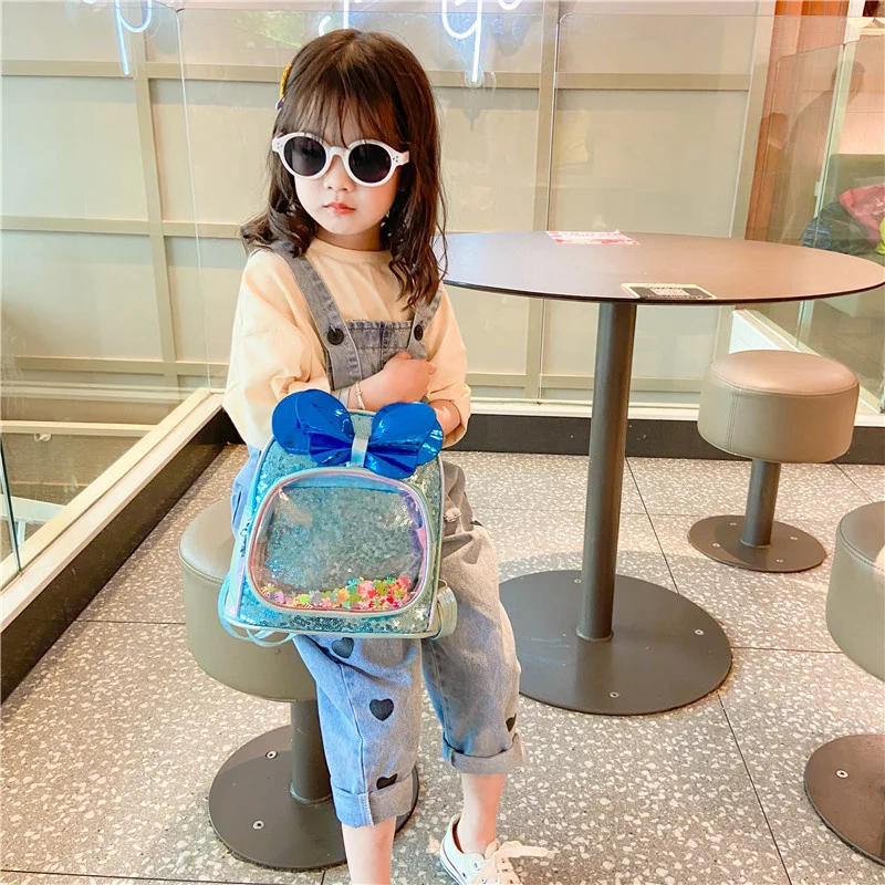 Children's Sequin bow backpack girl Princess fashion schoolbag travel snacks sundry Backpack