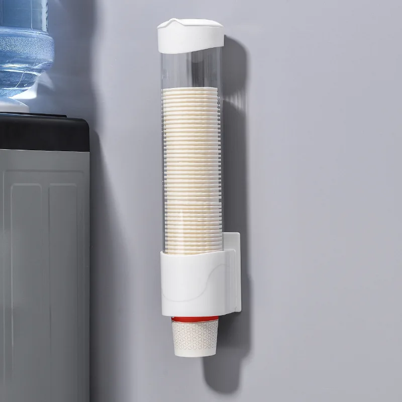 Disposable Paper Cups Dispenser Plastic Cup Holder for Water Dispenser Wall Mounted Automatic Cup Storage Rack Cups Container