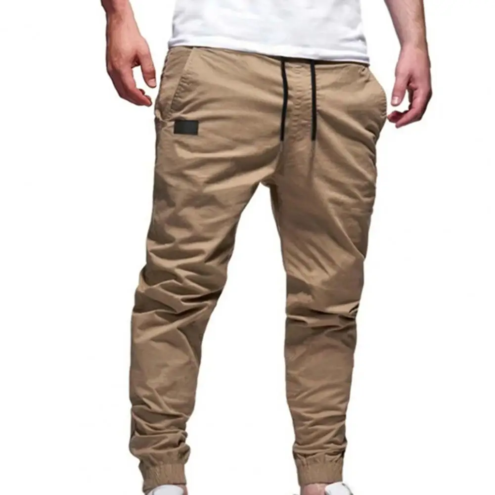 

Casual Pants Men Multi Pockets Training Quick Dry Slacks Deep Crotch Male Trousers Ankle Tied Mid Waist Men Sweatpants Jogging