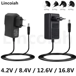 DEKO-adaptador de cable de alimentación para taladro de nivel láser, cargador de 4,2 V, 8,4 V, 12,6 V, 16,8 V, 1A, 2A, destornillador, batería de litio 18650