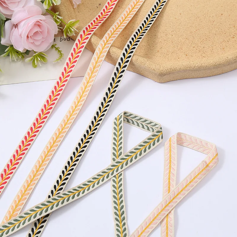 3 YARD 14MM Colorful Small Korean Leafs Children\'s Clothing Accessories Embroidered Ribbon HANDMADE Lace