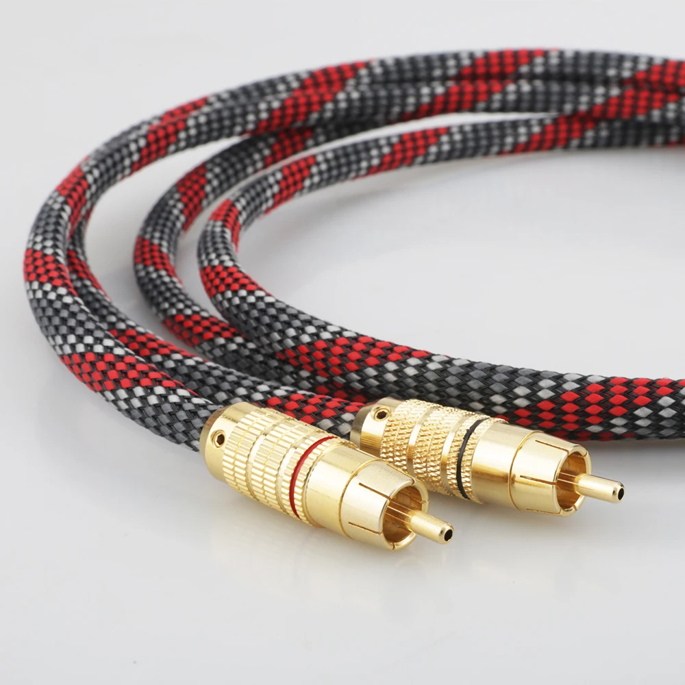 High Quality Audiocrast OFC Copper Fully shielding Analogue Audio Cable Phono RCA Interconnect Cable 2RCA-2RCA signal cable