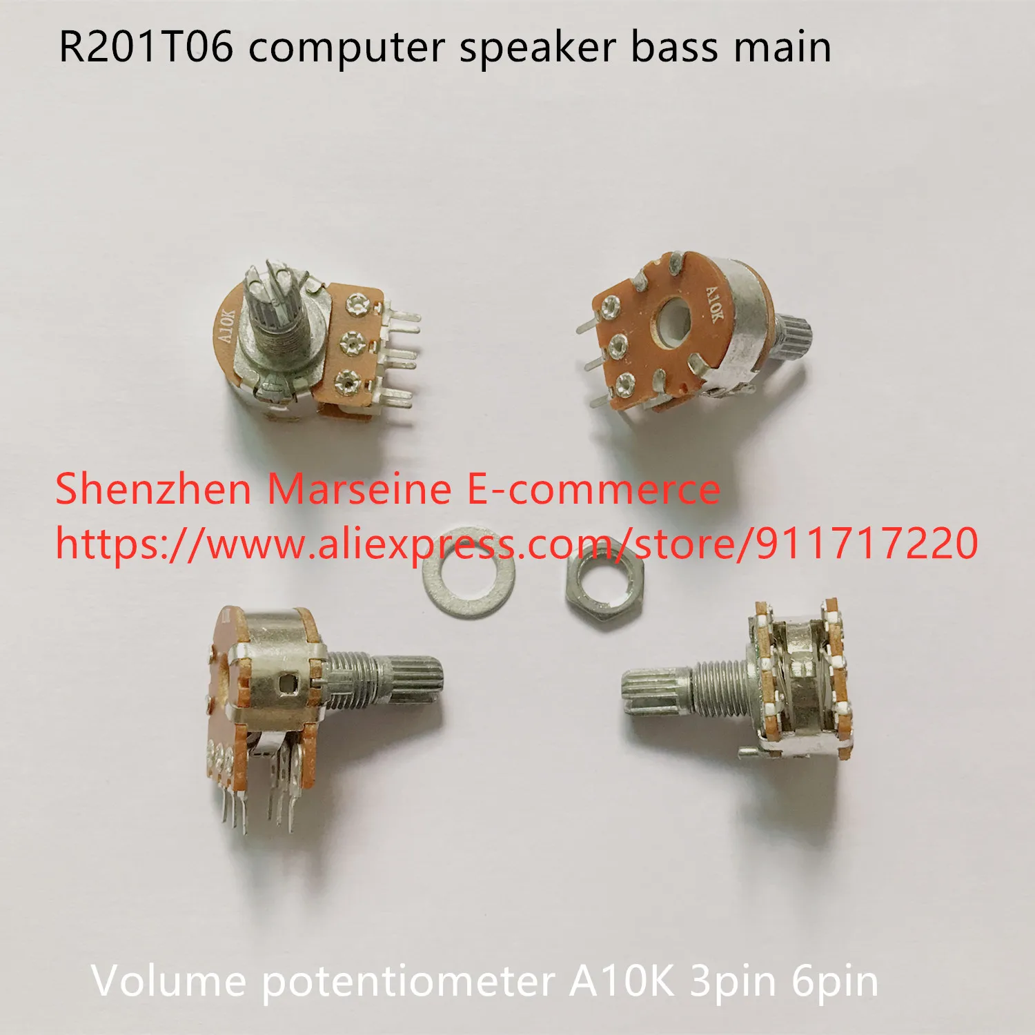 Original New 100% R201T06 computer speaker bass main volume potentiometer A10K 3pin 6pin (SWITCH)