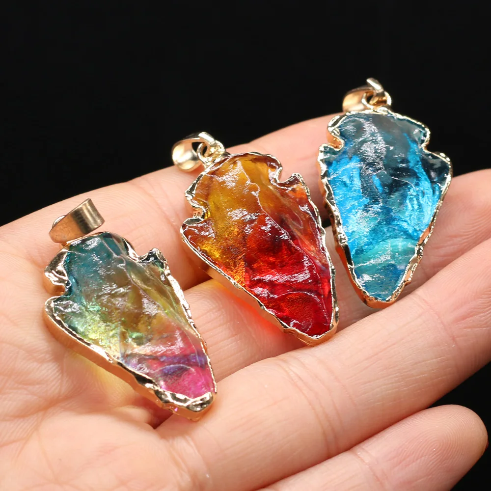 Natural Crystal Pendants Fashion Electroplate Colorful Quartz Raw Crystals Charm Pendant for Jewelry Making DIY Necklace Earring