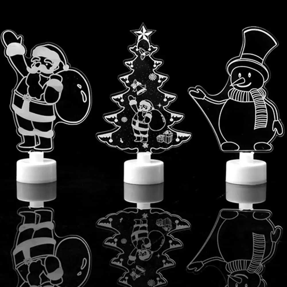 Creative Acrylic Green Christmas Tree Santa Claus Shaped Colorful Night Light Snowman Xmas Gift Table Decor LED Baby Room Lamps