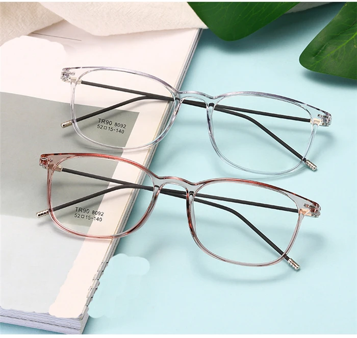 TR90 Quadratische Korrektionsbrille, Unisex, Stahldrahtbein, Kurzsichtigkeitsbrille, transparente Dioptrien -0,5 -1,0 -1,5 -2,0 bis -6,0 – Detail 5