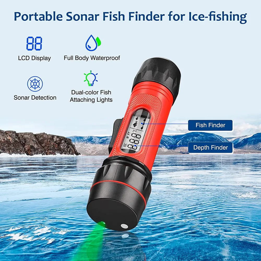 Winter Fish Finder Sonar Echo-sounder Transducer Ice Fishing Deeper Sonar Digital Handle Portable Waterproof Fishfinder Detector