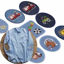 Toppe per riparazione cucito al gomito e al ginocchio, ferro da stiro, applicazioni di cavalli per auto, per abbigliamento, jeans, strisce, adesivi, badge di stoffa per bambini ricamati