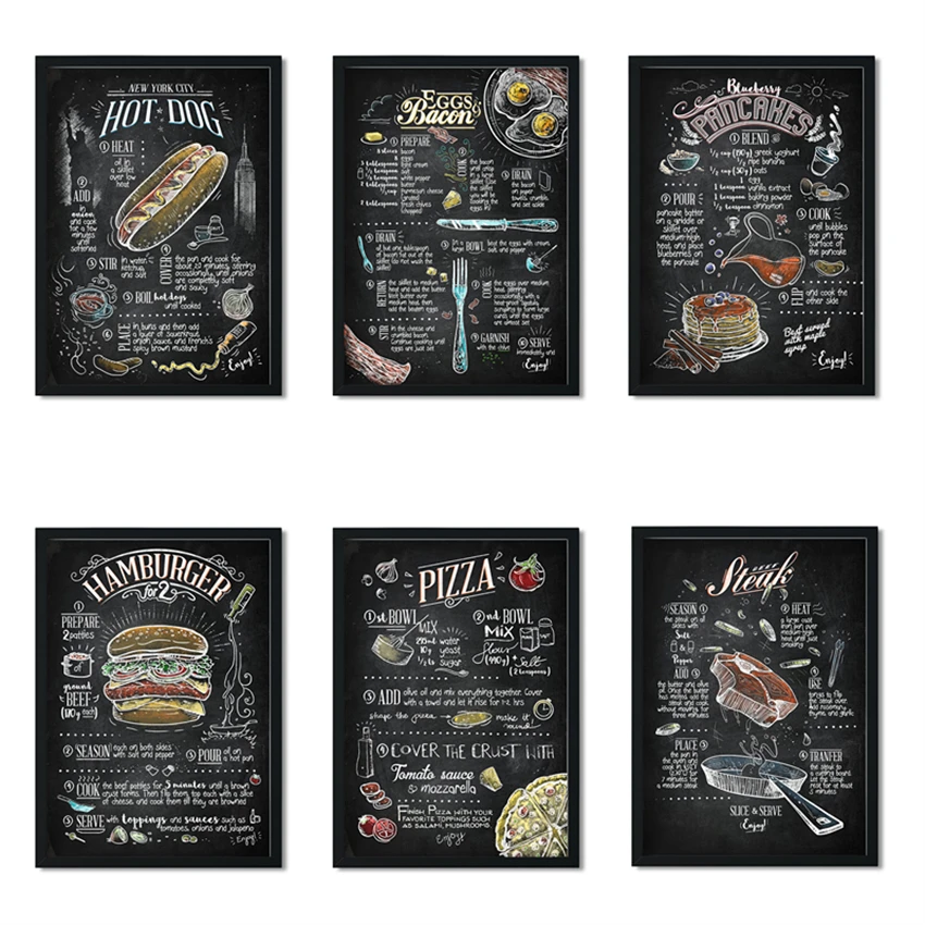 Burger Hot Dog cocina Internet café restaurante occidental imagen decoración del hogar carteles pintura en lienzo de calidad