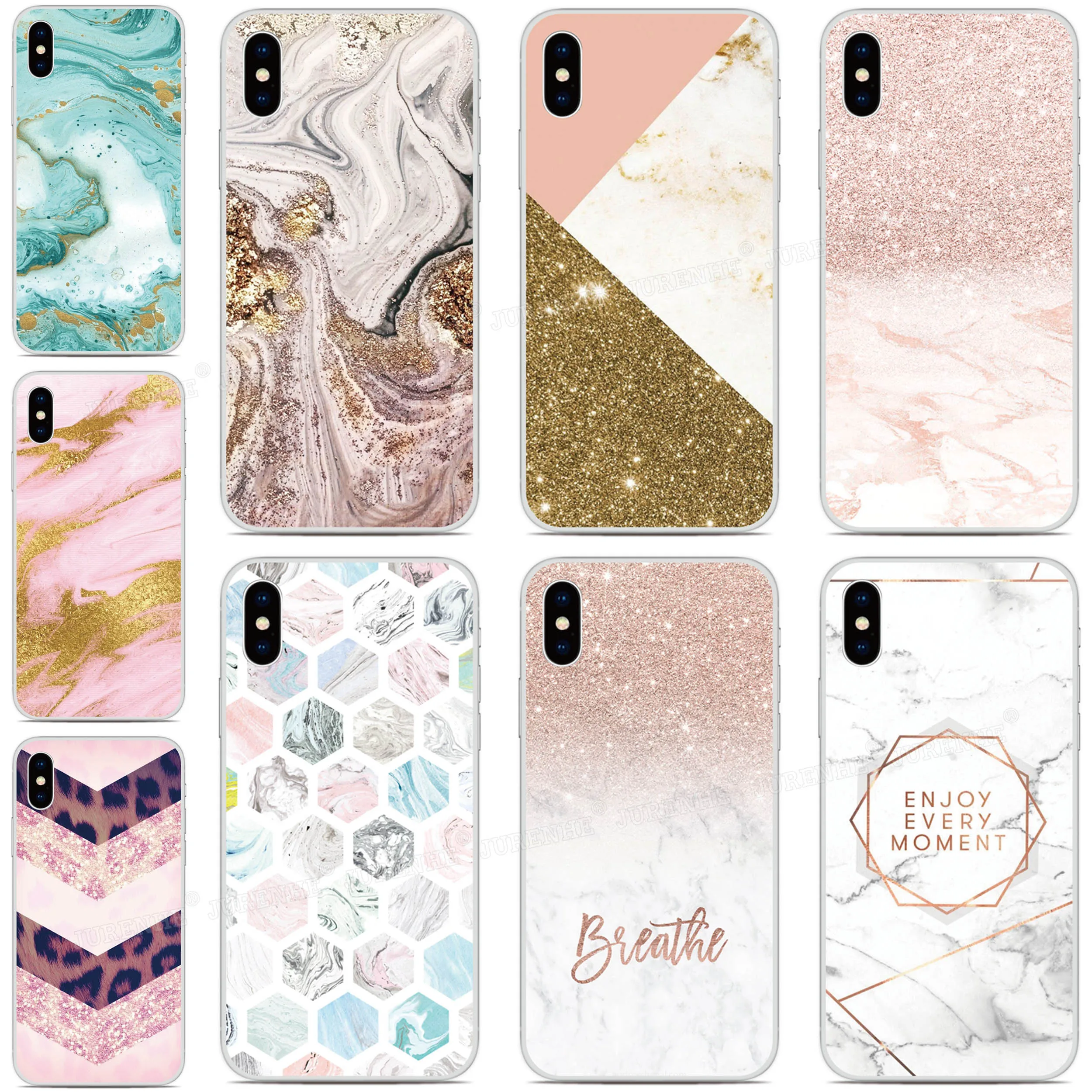 Clear Silicone Not Glitter Printed Marble Phone Case For BQ Aquaris C X X2 Pro U U2 Lite VS V  Vsmart Active JOY 1 Plus Cover