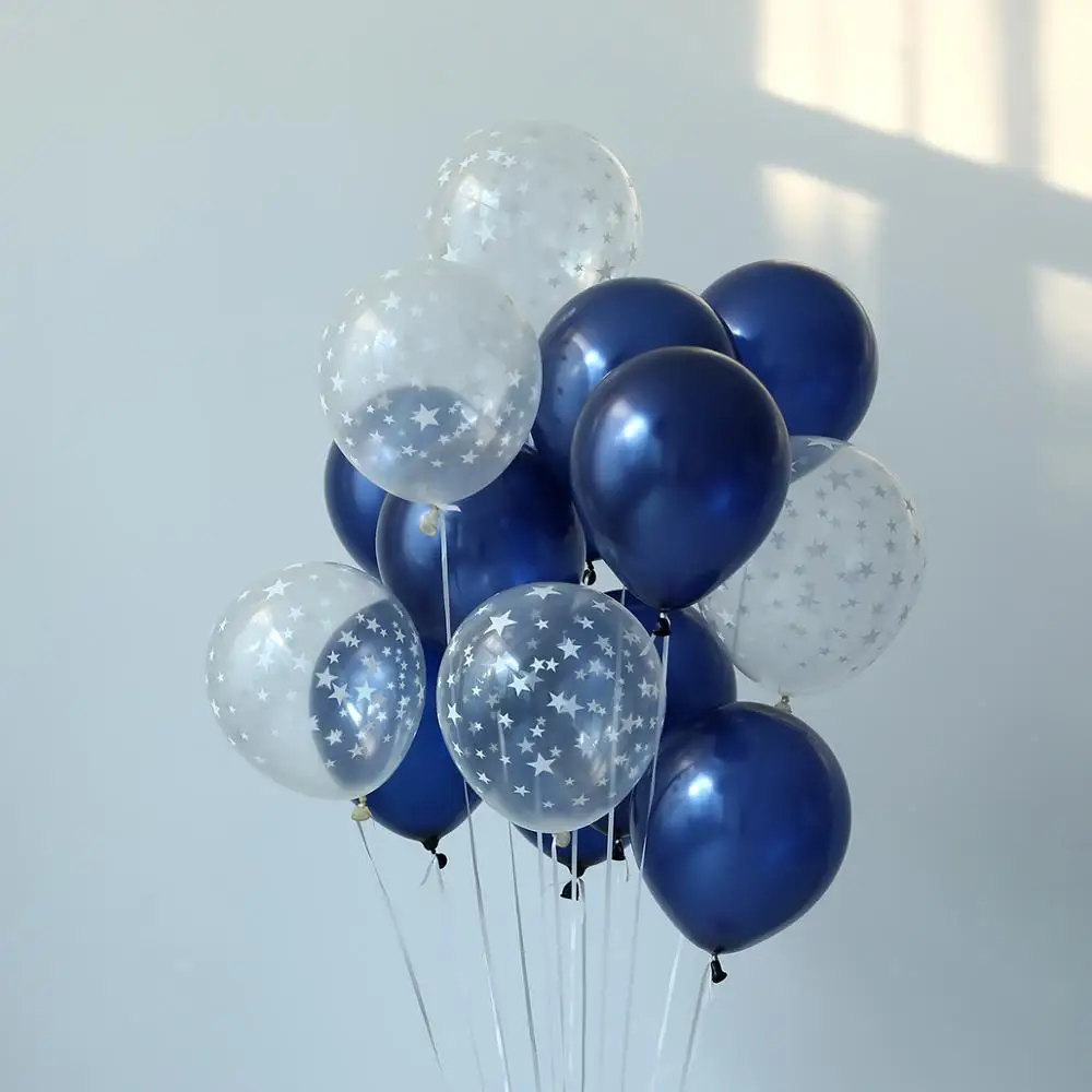 100pcs 12inch 10inch Luminous Blue Balloons Dark Blue Balloons Birthday Wedding Party Decoration baby shower Shining Blue Globos