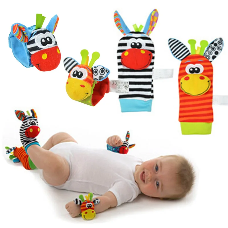 0-12 Months Baby Rattles Cartoon Baby Toys Children Infant Newborn Toys Soft Plush Sock Baby Rattle Toy Wrist Strap Baby Socks