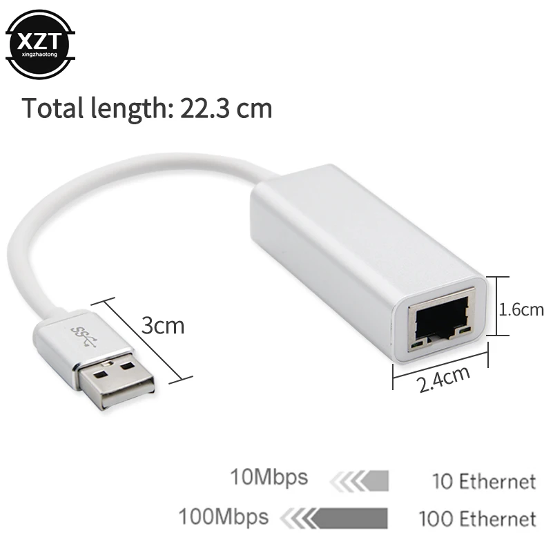 Usb 2.0 Naar RJ45 10/100 Mbps Usb Ethernet Adapter Netwerkkaart Lan Usb Network Aluminium RJ45 Card Voor Pc laptop Win7 Mac