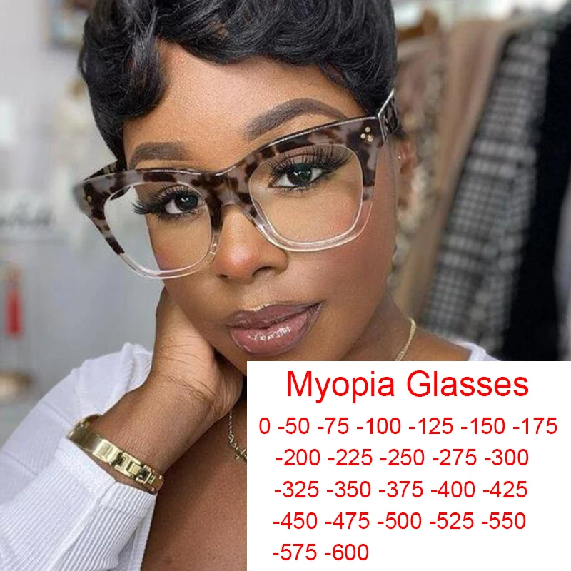 Office Trendy Clear Amber Blue Light Blocking Glasses Ladies Anti-Reflective Myopia Glasses Fashion Big Women's Spectacle Frames