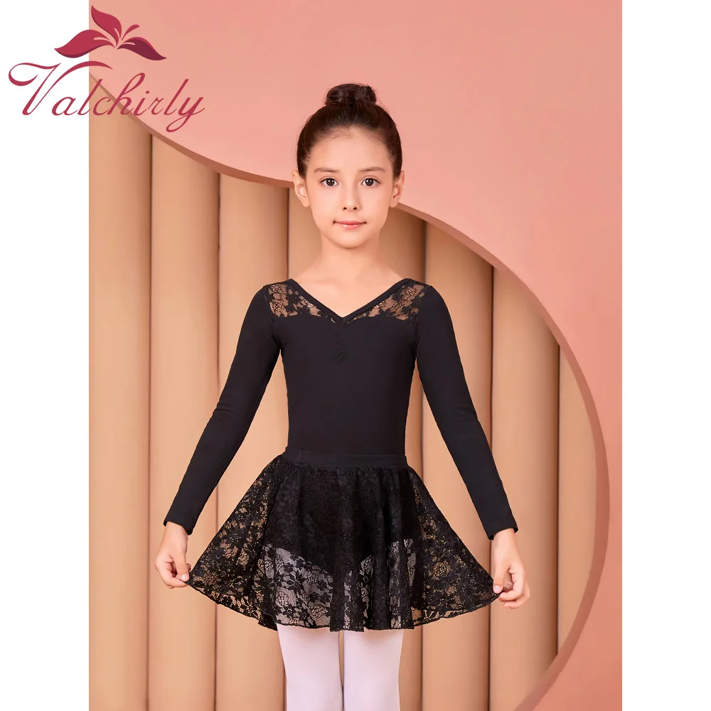 VALCHIRLY Beautiful Girl Cotton Jumpsuit Dance Suit Long Sleeved Lace Exercise Outfit