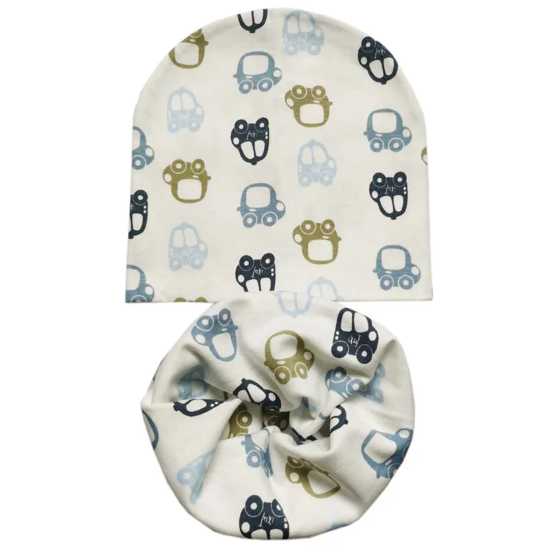 New Winter Children Scarf Hat Sets Cartoon Dinosaur Baby Head Cover Spring Warm Neck Collar Kids Beanies Set Cotton Children Hat